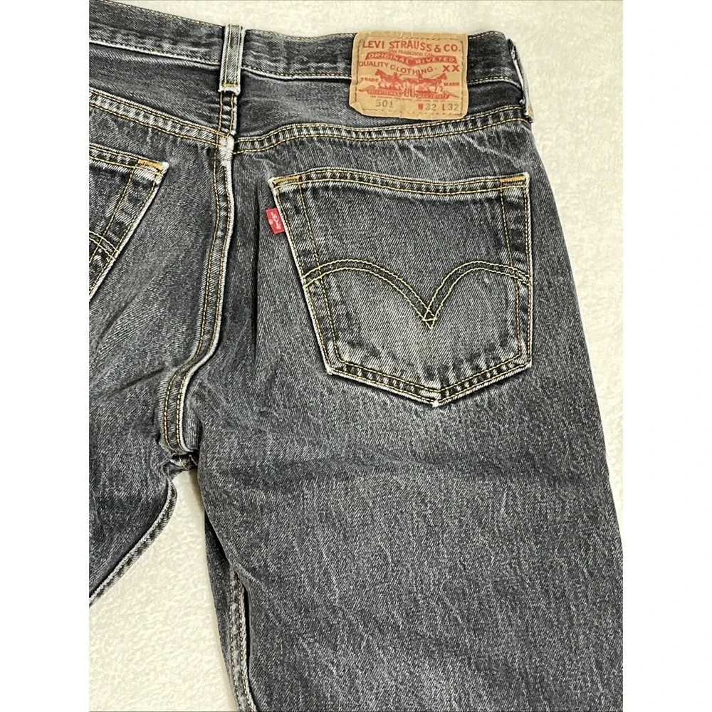 Vintage Levis 501 Black Jeans‎ Men 32x32 (31x 29) Y2K Button Fly Denim Straight